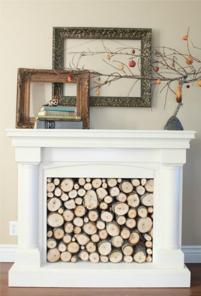 Repurposed Faux Fireplace Mantel
