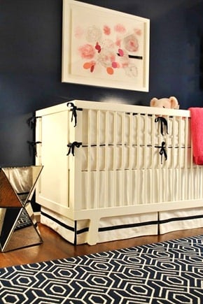 Pink and navy baby nursery