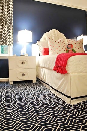 Pink and navy bedroom