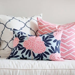 Pink and navy pillows