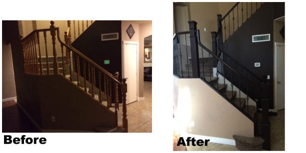 Remodelaholic-inspired banister remodel, before and after