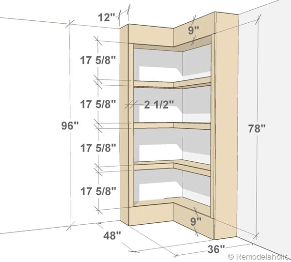 built-in corner bookshelf plans