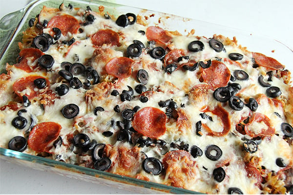 Pizza Pasta Casserole Recipe @remodelaholic Pizza Pasta Casserole Freezer Meal