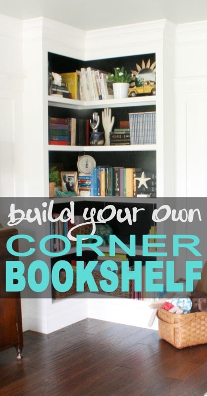 built-in corner bookshelf diy