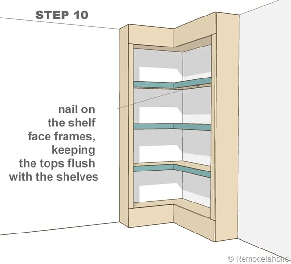 Plans for built-in corner bookshelf Step 10