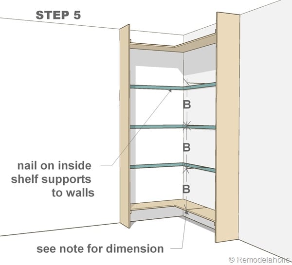 Plans for built-in corner bookshelf Step 5