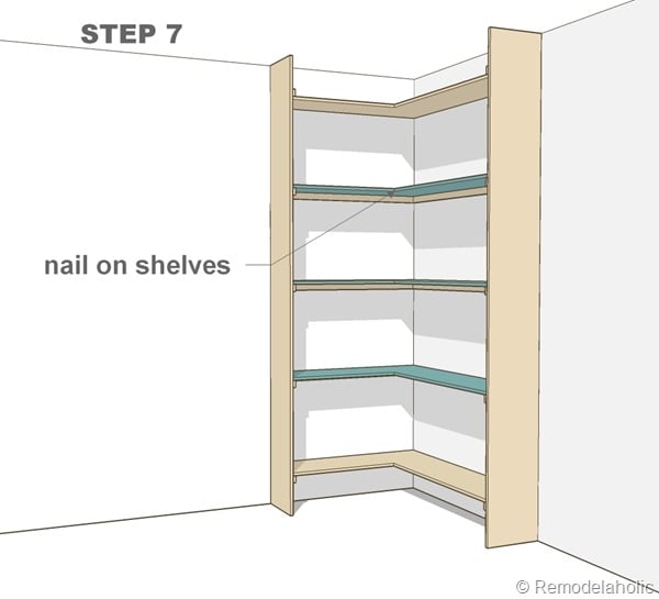 Plans for built-in corner bookshelf Step 7
