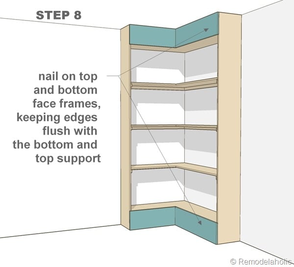 Plans for built-in corner bookshelf Step 8