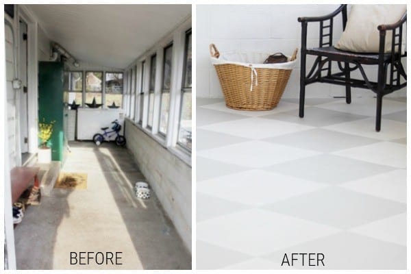 Painted Concrete mudroom Floor Before And After