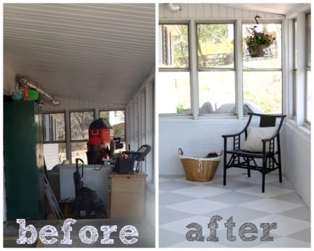 painted concrete floor, before and after