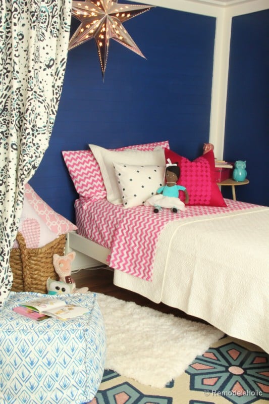 Pink and Navy Girls bedroom with bed nook-2