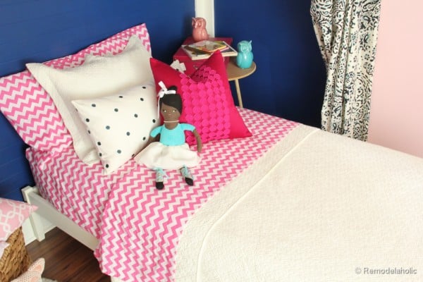 Pink and Navy Girls bedroom with bed nook-8