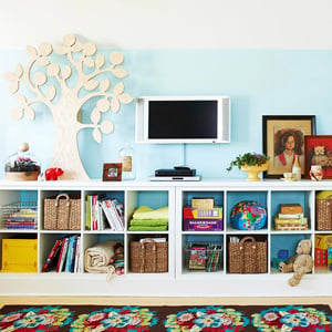 colorful cubbies for the family via Remodelaholic.com