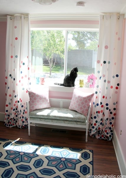 diy painted polka dot confetti curtains, Remodelaholic