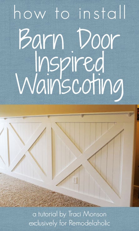 Barn Door Wainscoting Tutorial | Remodelaholic.com #wainscoting #barn_door #build #diy #tutorial
