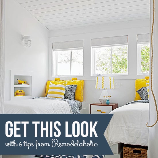 Get This Look: Sunny Shared Bedroom for Boys or Girls via Remodelaholic.com