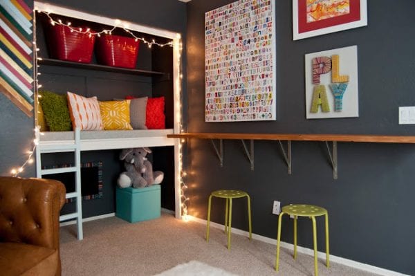 Colorful Playroom With Reading Loft 551 East Design Via Remodelaholic
