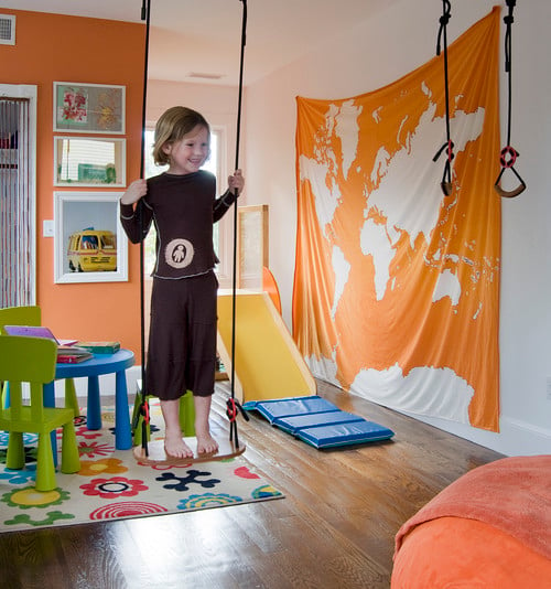 Contemporary Kids Playroom With Wall Map Via Houzz On Remodelaholic
