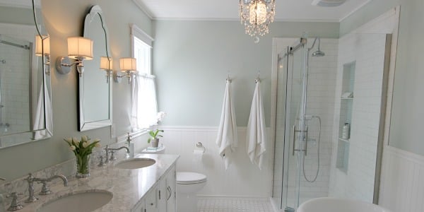 Elegant Master Bath Remodel with Built-in Shelving
