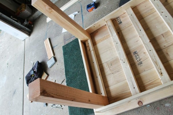 underside of unfinished diy farmhouse table, featured on Remodelaholic.com