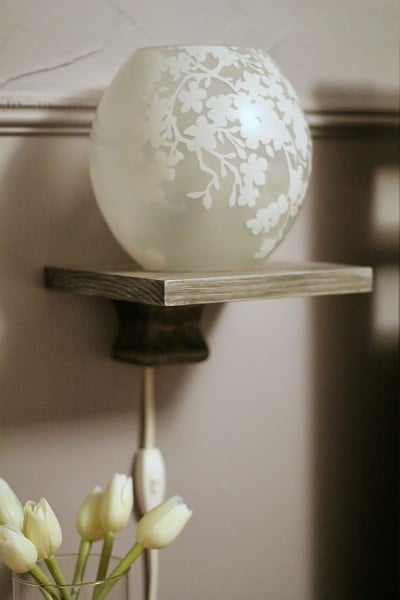 DIY floating bedside lamp shelf tutorial, Turtles and Tails featured on Remodelaholic.com