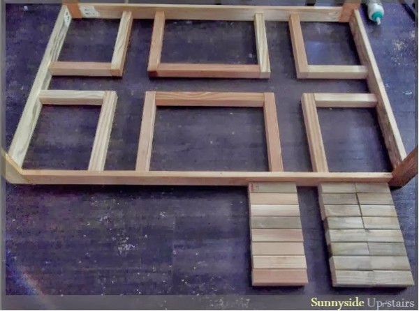 building the lattice-style square dining table, Sunnyside Upstairs featured on Remodelaholic