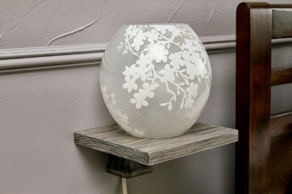 modern orb lamp on floating bedside table - diy tutorial, Turtles and Tails featured on Remodelaholic.com