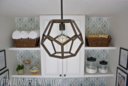 wooden geometric dodecahedron pendant lamp diy tutorial, View Along The Way via Remodelaholic