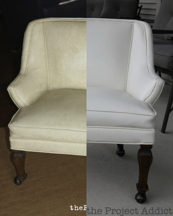 Restore a Leather Chair - Before and After, The Project Addict featured on Remodelaholic