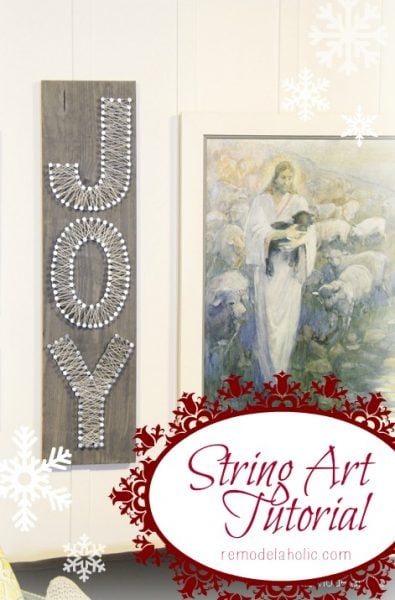 String Art Tutorial Joy Sign Christmas art @remodelaholic #christmas #art