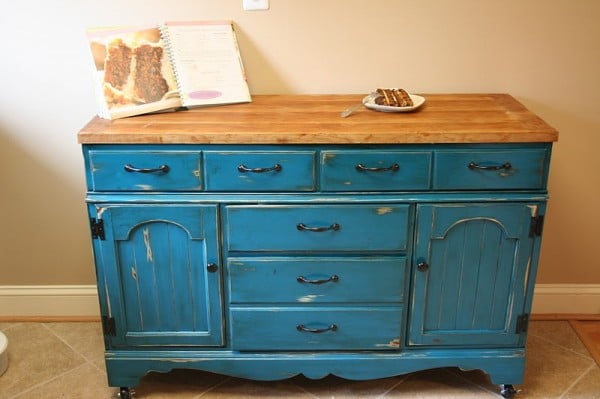 dresser to modular colorful kitchen island, Sweet November featured on Remodelaholic