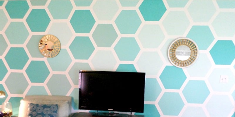 DIY Ombre Painted Hexagon Accent Wall