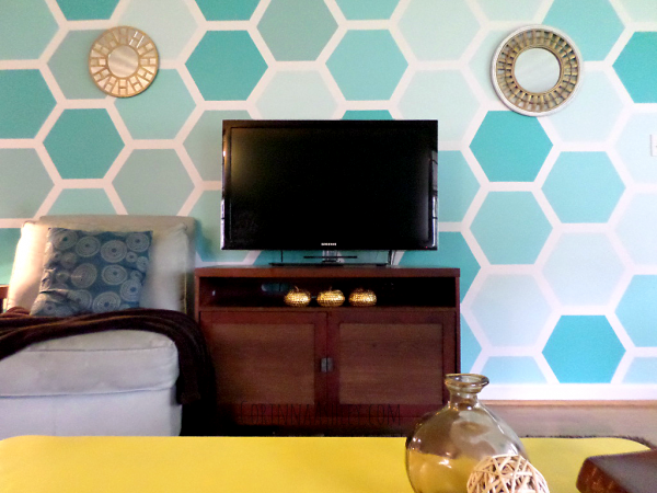 finished hexagon accent wall with mirrors, For My Love Of featured on Remodelaholic