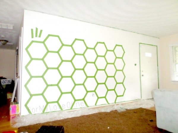 how to tape and paint a hexagon accent wall, For My Love Of featured on Remodelaholic
