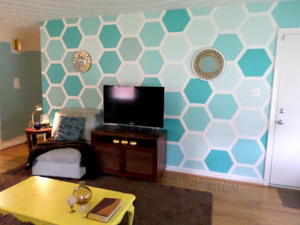 ombre hexagon accent wall tutorial, For My Love Of featured on Remodelaholic