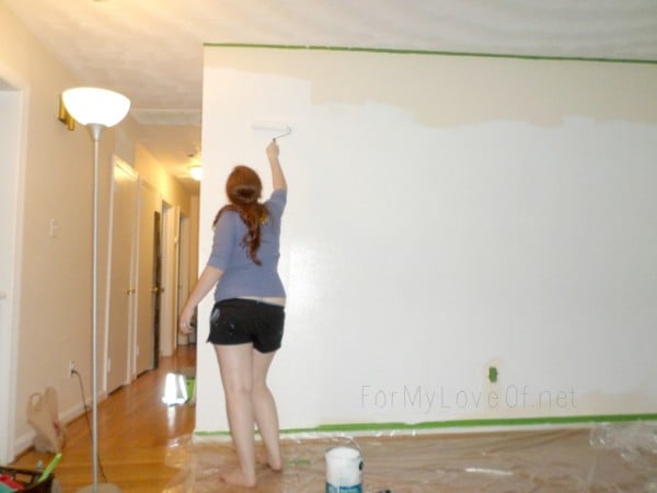 paint the wall all white before taping and painting the hexagon pattern, For My Love Of featured on Remodelaholic