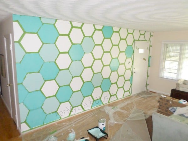 painted hexagon feature wall, For My Love Of featured on Remodelaholic