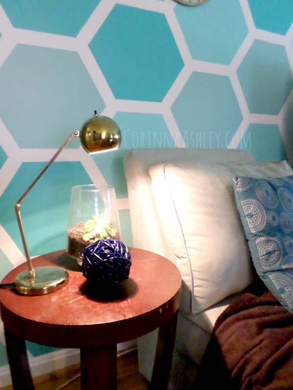 How to Paint an Ombre Hexagon Accent Wall | For My Love Of featured on Remodelaholic.com #accentwall #hexagon #paint
