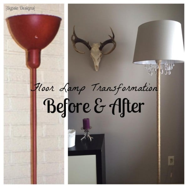 before and after chandelier floor lamp, Sypsie Designs featured on Remodelaholic