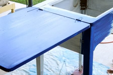 sewing cabinet painted sailboat blue, The Weekend Country Girl featured on Remodelaholic