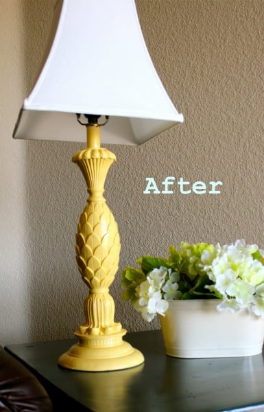 spray painted lamp base, featured on Remodelaholic