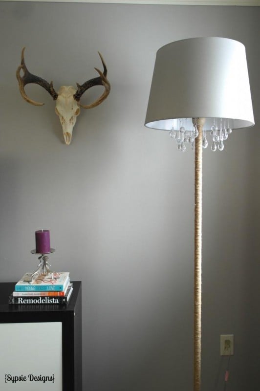 upcycled DIY chandelier lamp, Sypsie Designs featured on Remodelaholic