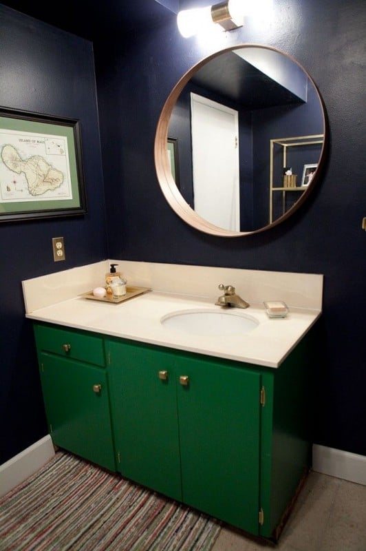 green bathroom vanity