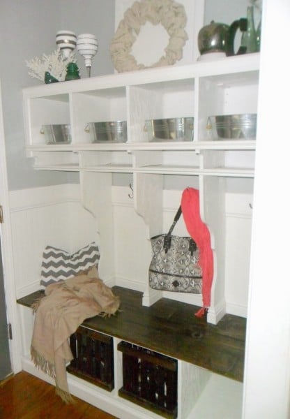 DIY Entryway Mudroom with Cubbies, Home Heart and Hands featured on Remodelaholic