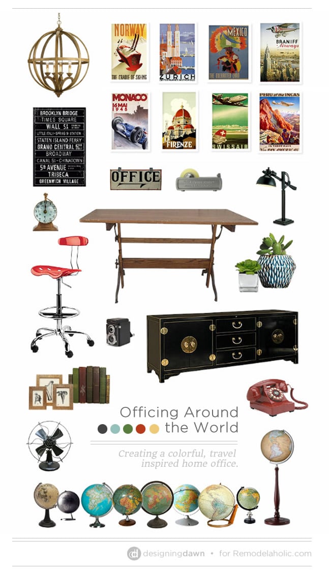 Officing Around the World | Create a Colorful, Travel-Inspired Home Office #remodelaholic