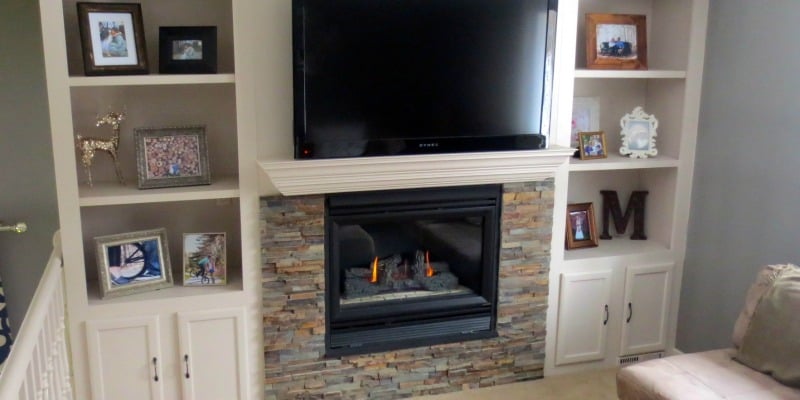 Fireplace Makeover with Built-In Shelves