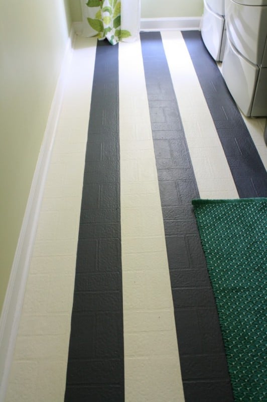 Painted Laundry Room Floor by Designer Trapped in a Lawyer's Body featured on Remodelaholic.com