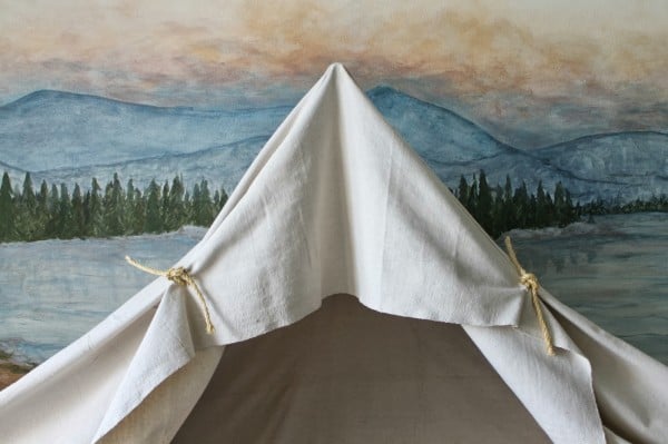 rope ties to hold canvas on indoor camping tent bed canopy, The Ragged Wren on Remodelaholic