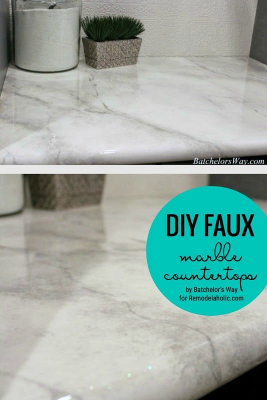DIY Faux Marble Counterops By Batchelor's Way For Remodelaholic.com