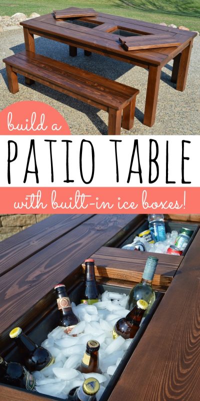 DIY Patio Table with Built-In Drink Coolers